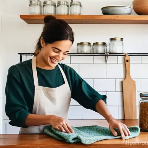 Home 23 일회용품 대체 사용을 늘리기 위한 전략 - **Prompt:** A cozy and well-lit kitchen, showcasing a seamless transition to sustainable living. Cle...