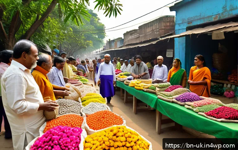 일회용품 대체 솔루션의 법적 규제 - A vibrant marketplace scene in Bangladesh featuring eco-friendly business practices: vendors selling...