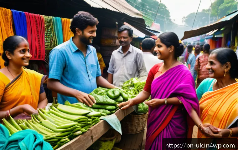 일회용품 대체 솔루션에 관한 통계 - A vibrant Bengali family shopping at a local market in Bangladesh, happily choosing reusable cloth b...
