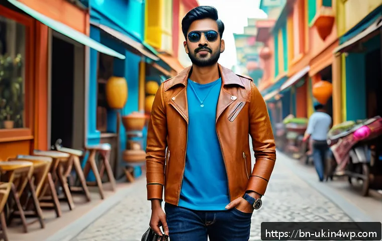 스마트폰 가방 대체 솔루션 - A stylish Bengali man wearing a modern leather smartphone carrying gadget around his waist, showcasi...